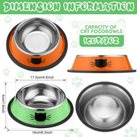Thumbnail for 6 Pcs Cat Bowls for Food and Water Dishes Stainless Steel Pet 7 oz Anti Slip Metal Dish with Removable Rubber Base Thick Feeding Indoor Kitten Small Dog(Classic Color) Classic Color