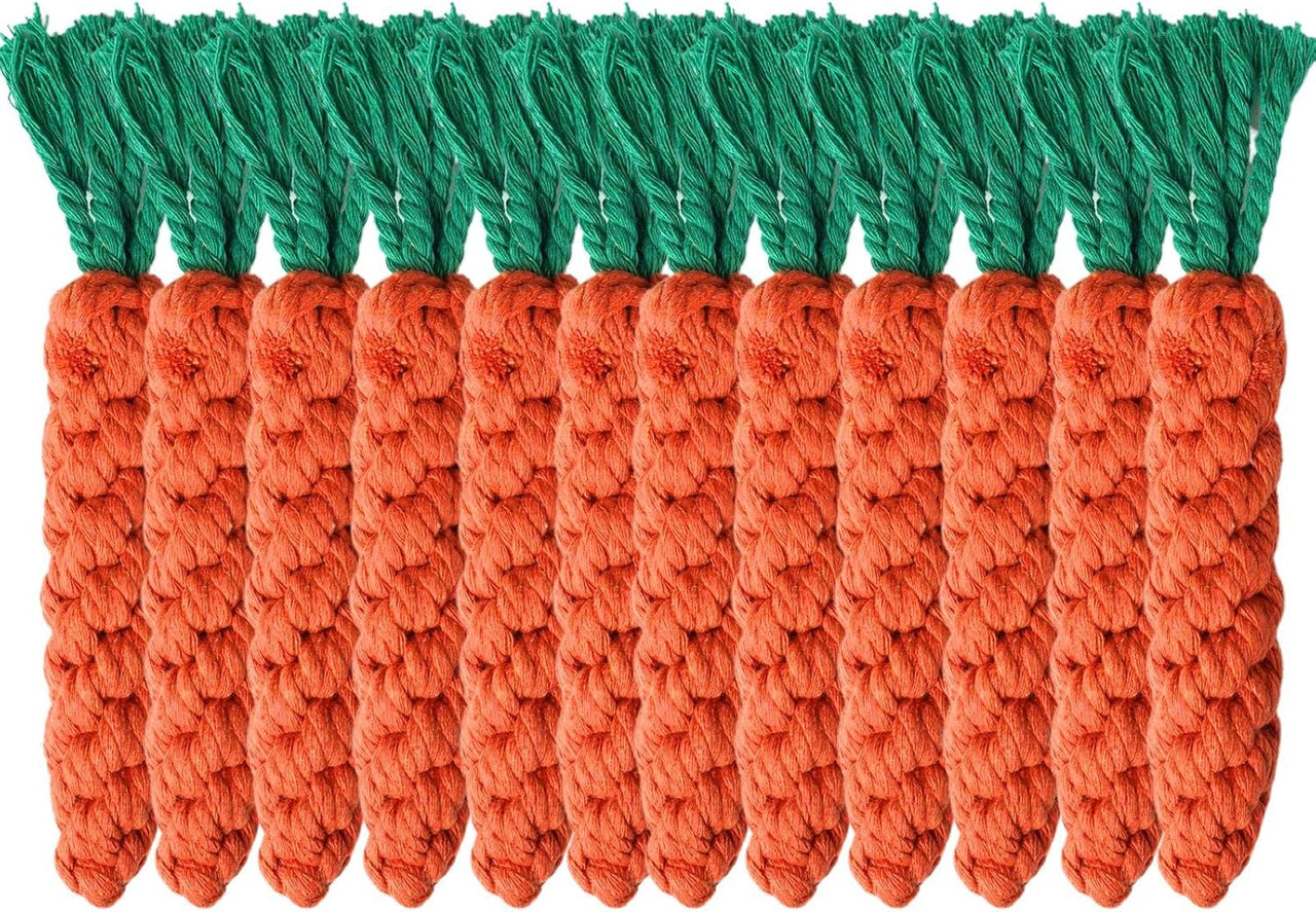 12 PCS Carrot Dog Rope Toys for Dogs, Durable Chew Toys for Aggressive Chewers, Entertainment & Interaction, Teeth Cleaning and Chewing, All-Cotton
