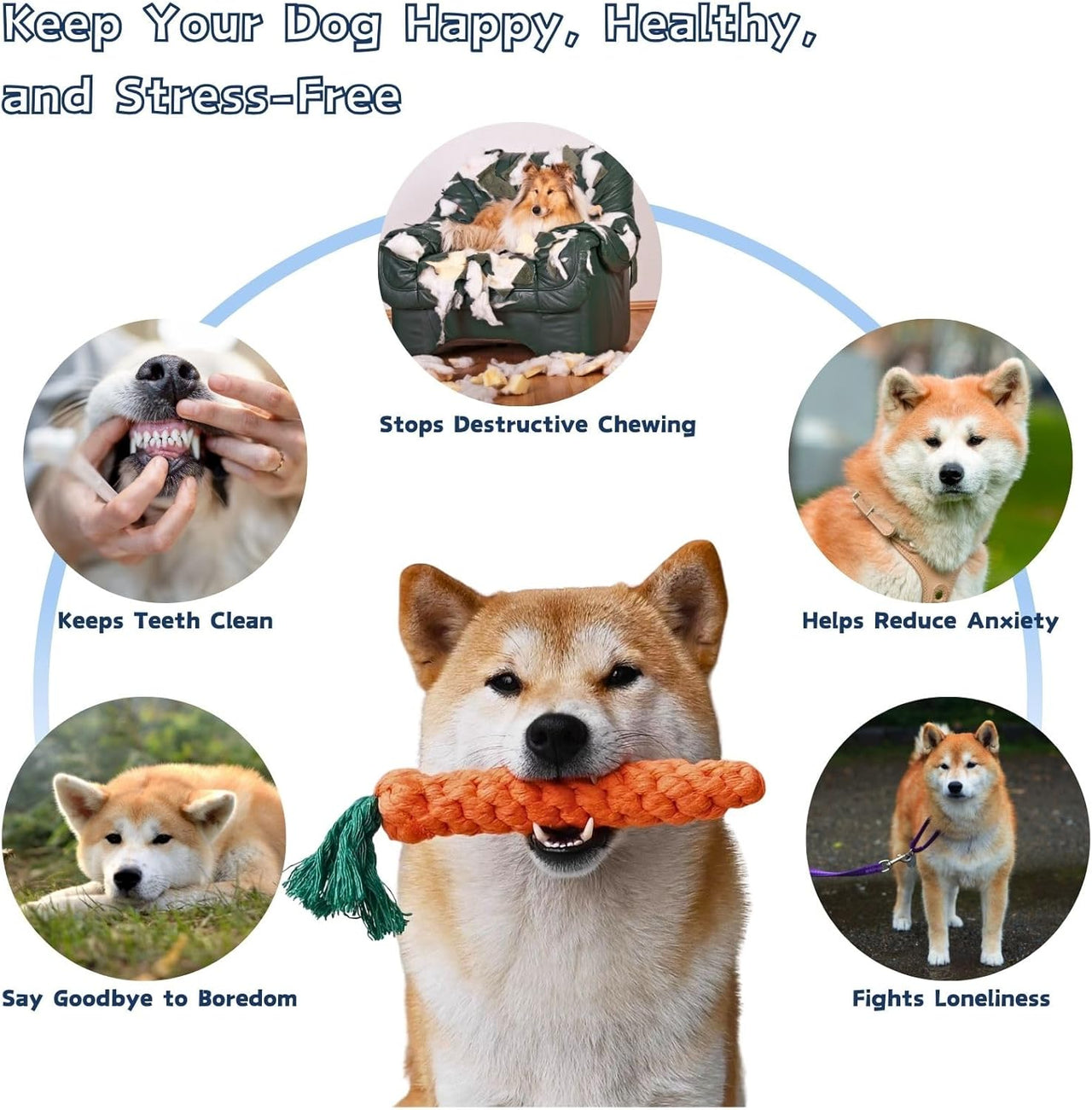 12 PCS Carrot Dog Rope Toys for Dogs, Durable Chew Toys for Aggressive Chewers, Entertainment & Interaction, Teeth Cleaning and Chewing, All-Cotton