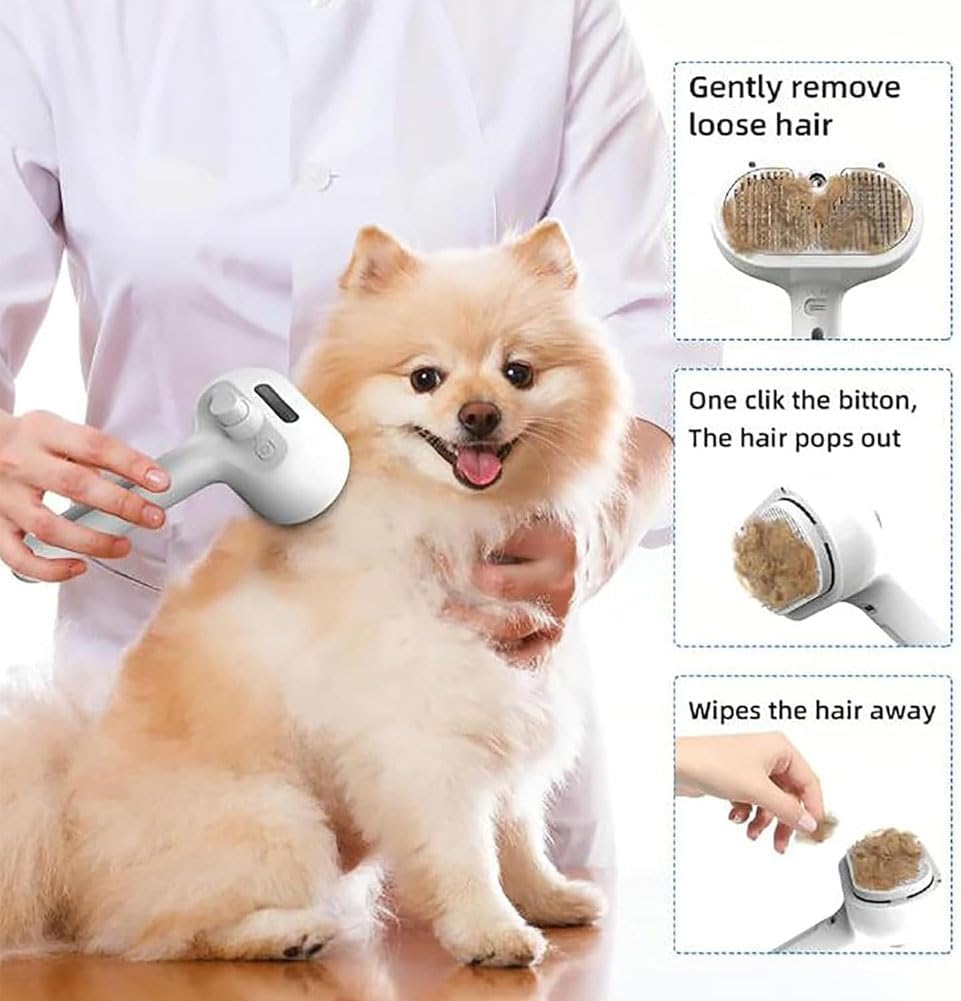 Kivori Pet Grooming Brush, Kivori All in One Pet Grooming Brush, 3-in-1 Pet Water Steam Spray Grooming Comb for Cats and Dogs (2pcs-a)