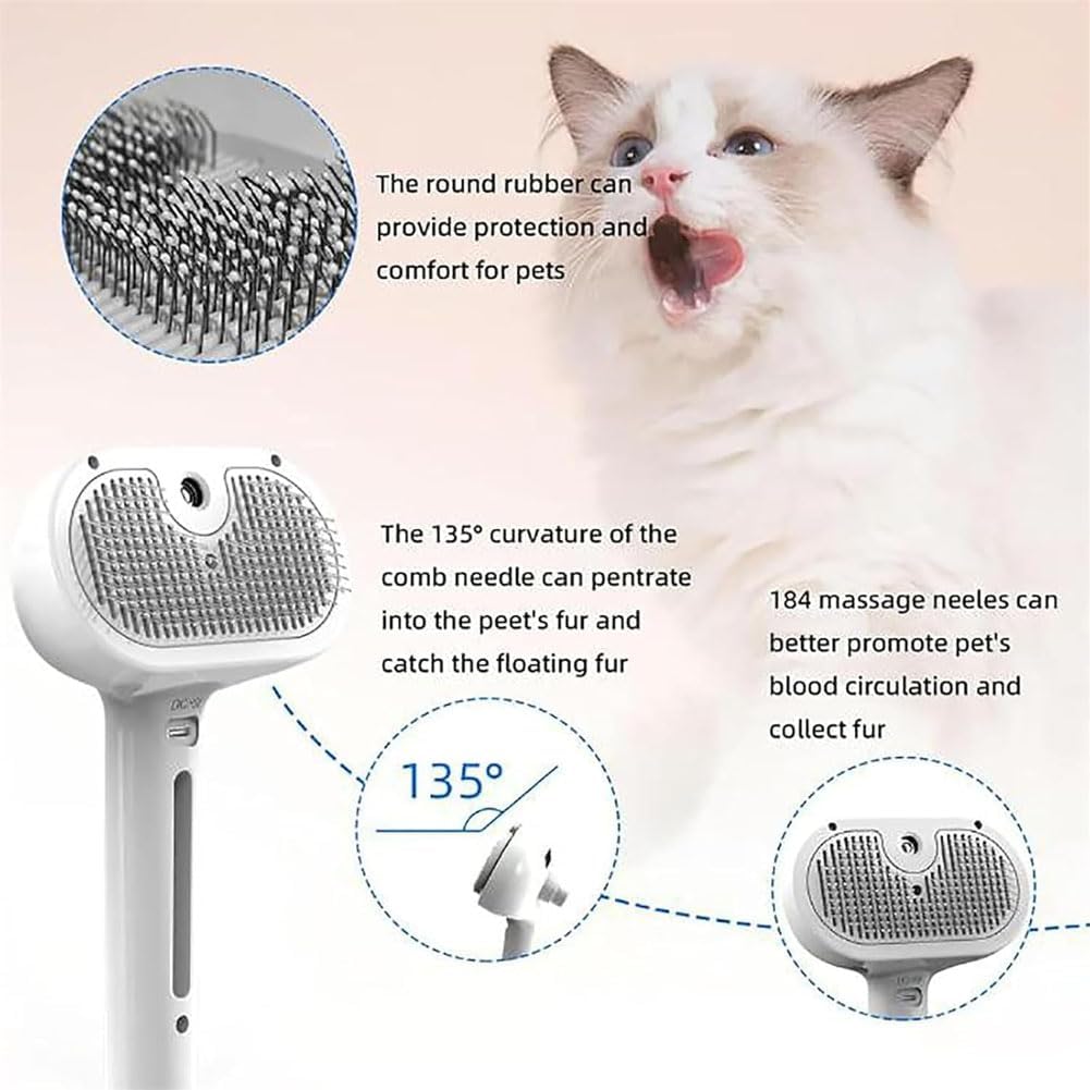 Kivori Pet Grooming Brush, Kivori All in One Pet Grooming Brush, 3-in-1 Pet Water Steam Spray Grooming Comb for Cats and Dogs (2pcs-a)
