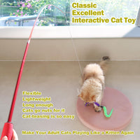 Thumbnail for Huidcom Cat Feather Toy Retractable Cat Toys Wand with 2 Wands & 9 Assorted Teaser Refills Interactive Feather Teaser Wand Toy with Bell for Kitten Or Cat Having Fun Exerciser Playing
