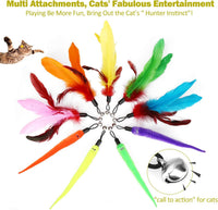 Thumbnail for Huidcom Cat Feather Toy Retractable Cat Toys Wand with 2 Wands & 9 Assorted Teaser Refills Interactive Feather Teaser Wand Toy with Bell for Kitten Or Cat Having Fun Exerciser Playing