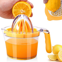 Thumbnail for Citrus Lemon Orange Juicer Manual Hand Squeezer, Fruit Juicer Lime Press with Built-in Measuring Cup and Grater and Egg separator, Non-Slip Silicone Handle, 20OZ