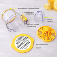 Thumbnail for Citrus Lemon Orange Juicer Manual Hand Squeezer, Fruit Juicer Lime Press with Built-in Measuring Cup and Grater and Egg separator, Non-Slip Silicone Handle, 20OZ