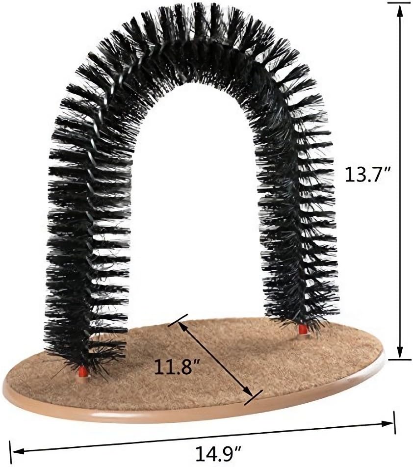 Cat Self Groomer, Scratching Post & Interactive Toys - Arch Scratcher with Brush for Grooming & Shedding, Scratch Pad, and Catnip