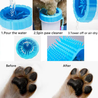 Thumbnail for 2 In 1 Portable Silicone Pet Cleaning Brush - Muddy Paw Washer Cup for Dogs and Cats, Grooming Foot Cleaner Gift for Pet Owners (Blue, Small)