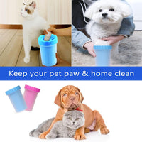 Thumbnail for 2 In 1 Portable Silicone Pet Cleaning Brush - Muddy Paw Washer Cup for Dogs and Cats, Grooming Foot Cleaner Gift for Pet Owners (Blue, Small)