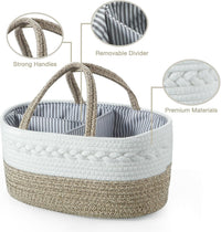 Thumbnail for Baby Diaper Caddy Organizer, Portable Nursery Organizers and Storage Baby Basket, Cotton Rope Diaper Organizer for Baby Shower Gifts Newborn Infants - Brown