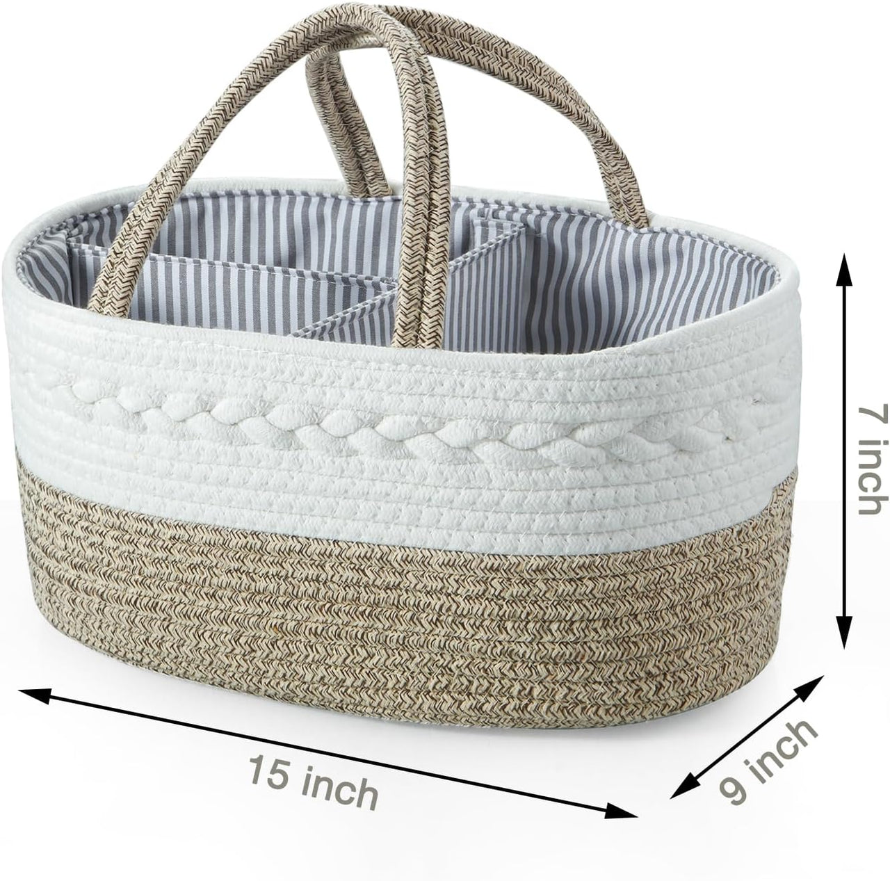Baby Diaper Caddy Organizer, Portable Nursery Organizers and Storage Baby Basket, Cotton Rope Diaper Organizer for Baby Shower Gifts Newborn Infants - Brown