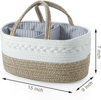 Thumbnail for Baby Diaper Caddy Organizer, Portable Nursery Organizers and Storage Baby Basket, Cotton Rope Diaper Organizer for Baby Shower Gifts Newborn Infants - Brown