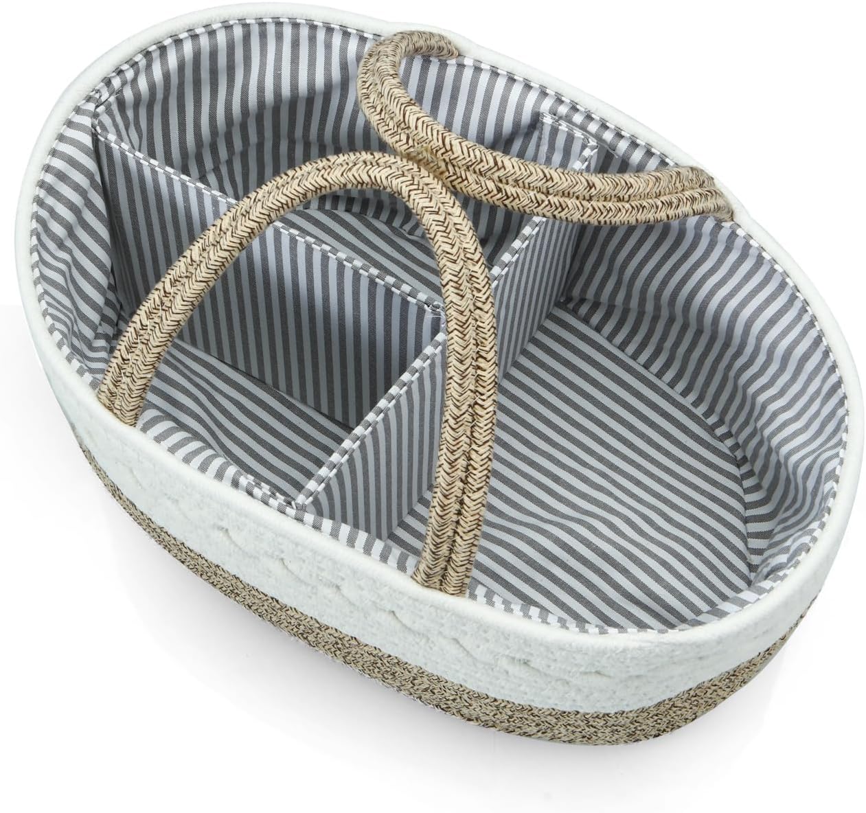 Baby Diaper Caddy Organizer, Portable Nursery Organizers and Storage Baby Basket, Cotton Rope Diaper Organizer for Baby Shower Gifts Newborn Infants - Brown