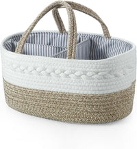 Thumbnail for Baby Diaper Caddy Organizer, Portable Nursery Organizers and Storage Baby Basket, Cotton Rope Diaper Organizer for Baby Shower Gifts Newborn Infants - Brown