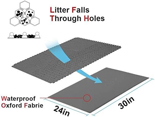 Cat Litter Mat Trapper - 76 x 61cm Honeycomb Double Layer Tapis Litiere Chat -Traps Messes, Easy Clean and Durable (Gray)