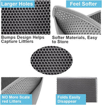 Thumbnail for Cat Litter Mat Trapper - 76 x 61cm Honeycomb Double Layer Tapis Litiere Chat -Traps Messes, Easy Clean and Durable (Gray)