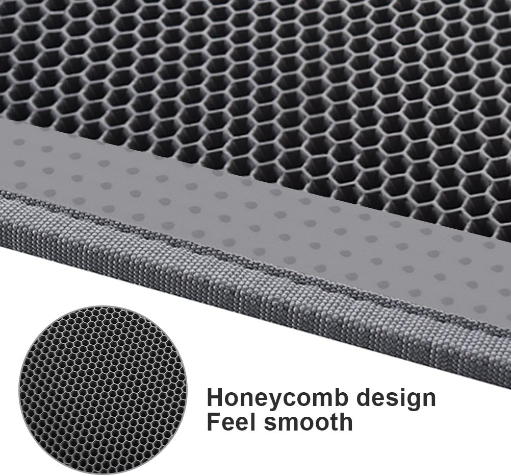 Cat Litter Mat Trapper - 76 x 61cm Honeycomb Double Layer Tapis Litiere Chat -Traps Messes, Easy Clean and Durable (Gray)