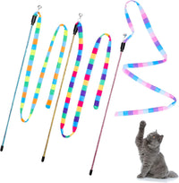 Thumbnail for 3 Pack Cat Wand Toy, Interactive Cat Rainbow Wand Toys, Interactive Cat Teaser Wand String, Rainbow Cat Teaser Wand String Plush Toy with Bell for Kitten Cat Exerciser Playing