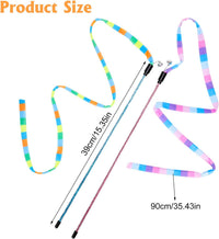 Thumbnail for 3 Pack Cat Wand Toy, Interactive Cat Rainbow Wand Toys, Interactive Cat Teaser Wand String, Rainbow Cat Teaser Wand String Plush Toy with Bell for Kitten Cat Exerciser Playing