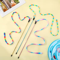 Thumbnail for 3 Pack Cat Wand Toy, Interactive Cat Rainbow Wand Toys, Interactive Cat Teaser Wand String, Rainbow Cat Teaser Wand String Plush Toy with Bell for Kitten Cat Exerciser Playing