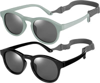 Thumbnail for 2 PCS Baby Toddler Sunglasses with Strap Kids Polarized Sun Glasses UV-400 Flexible Frame Unbreakable Sunglasses for Boys and Girls Age 0-3