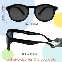 Thumbnail for 2 PCS Baby Toddler Sunglasses with Strap Kids Polarized Sun Glasses UV-400 Flexible Frame Unbreakable Sunglasses for Boys and Girls Age 0-3