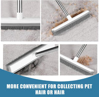 Thumbnail for Pet Hair Removal Broom Long Handle Adjustable Carpet Rake Cat Dog Hair Remover Rubber Broom with Built in Squeegee Lint Remover Brush for Carpets Couch Rugs Mats Stairs (53inch)