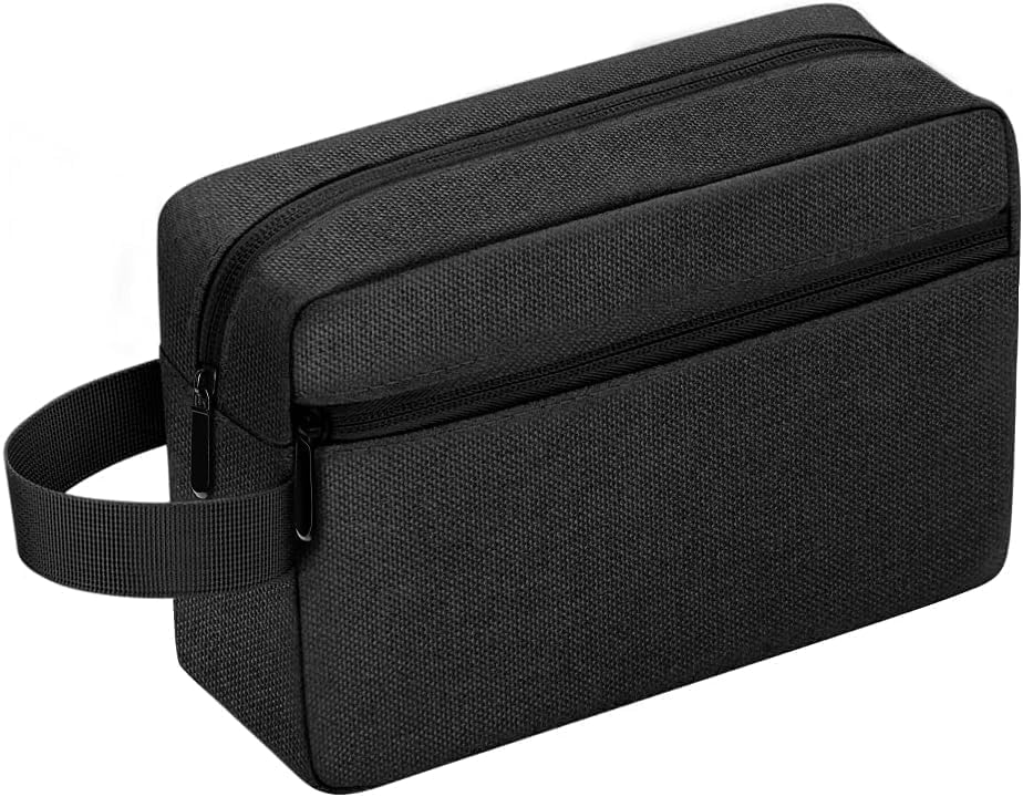 Waterproof Toiletry Bag for Men - Travel Shaving & Cosmetic Organizer with Handle, Portable Gym Shower Bathroom Essentials Bag, Durable Water-Resistant Toiletries Accessories (Black)