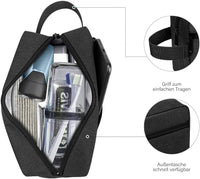 Thumbnail for Waterproof Toiletry Bag for Men - Travel Shaving & Cosmetic Organizer with Handle, Portable Gym Shower Bathroom Essentials Bag, Durable Water-Resistant Toiletries Accessories (Black)