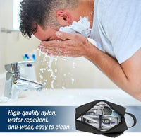 Thumbnail for Waterproof Toiletry Bag for Men - Travel Shaving & Cosmetic Organizer with Handle, Portable Gym Shower Bathroom Essentials Bag, Durable Water-Resistant Toiletries Accessories (Black)