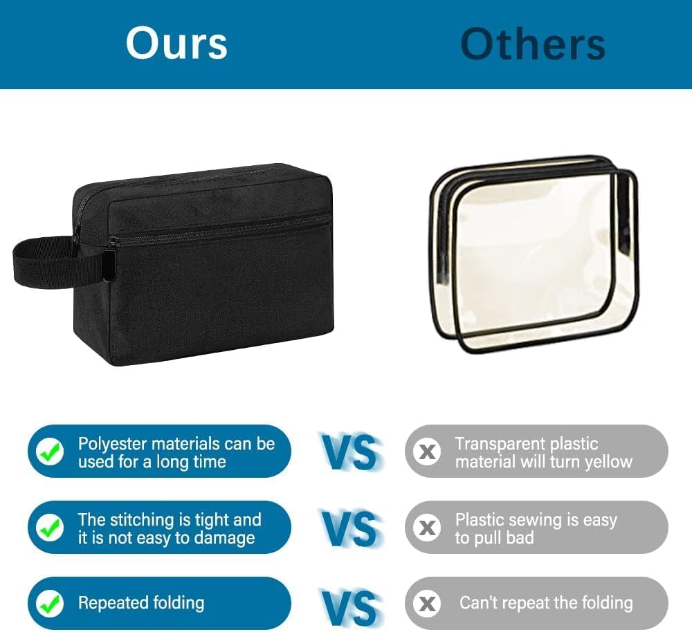 Waterproof Toiletry Bag for Men - Travel Shaving & Cosmetic Organizer with Handle, Portable Gym Shower Bathroom Essentials Bag, Durable Water-Resistant Toiletries Accessories (Black)