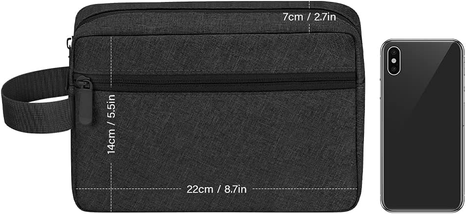 Waterproof Toiletry Bag for Men - Travel Shaving & Cosmetic Organizer with Handle, Portable Gym Shower Bathroom Essentials Bag, Durable Water-Resistant Toiletries Accessories (Black)