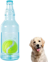 Thumbnail for Water Bottle Dog Toy, Crunchnplay Bottle Toy,Crunchnplay Dog Chew Bottle Toys Squeaky,Rubber Water Bottle Toys with Tennis Ball,Interactive Fetch Toy for Play and Training,Small (Blue, Small)