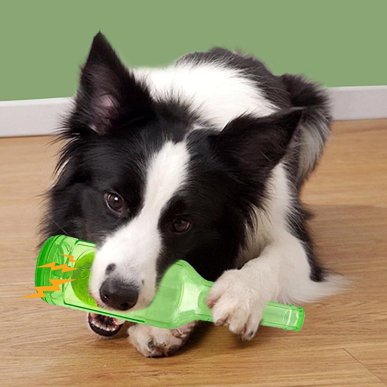 Water Bottle Dog Toy, Crunchnplay Bottle Toy,Crunchnplay Dog Chew Bottle Toys Squeaky,Rubber Water Bottle Toys with Tennis Ball,Interactive Fetch Toy for Play and Training,Small (Blue, Small)