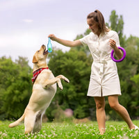 Thumbnail for Water Bottle Dog Toy, Crunchnplay Bottle Toy,Crunchnplay Dog Chew Bottle Toys Squeaky,Rubber Water Bottle Toys with Tennis Ball,Interactive Fetch Toy for Play and Training,Small (Blue, Small)