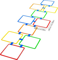 Thumbnail for Hopscotch Rings Game, 10Pcs Square Hopscotch Rings 15 Inch Multi-Colored Obstacle Course Fun Play Kids Outdoor Play Equipment Squares, Rug