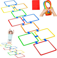 Thumbnail for Hopscotch Rings Game, 10Pcs Square Hopscotch Rings 15 Inch Multi-Colored Obstacle Course Fun Play Kids Outdoor Play Equipment Squares, Rug