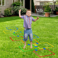 Thumbnail for Hopscotch Rings Game, 10Pcs Square Hopscotch Rings 15 Inch Multi-Colored Obstacle Course Fun Play Kids Outdoor Play Equipment Squares, Rug