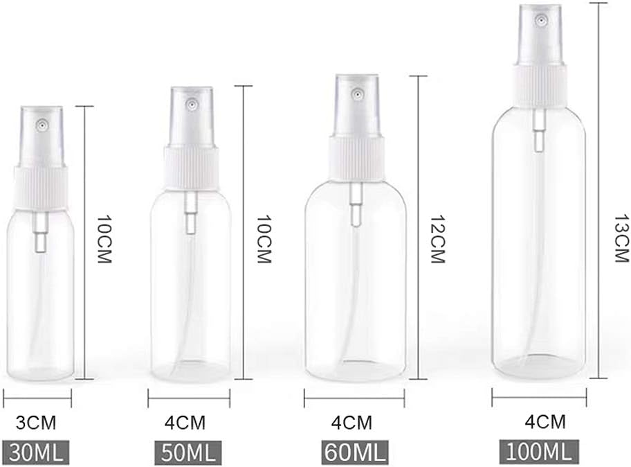 4-Piece Portable PET Plastic Spray Bottles for Essential Oils, Perfumes, & Travel Convenience