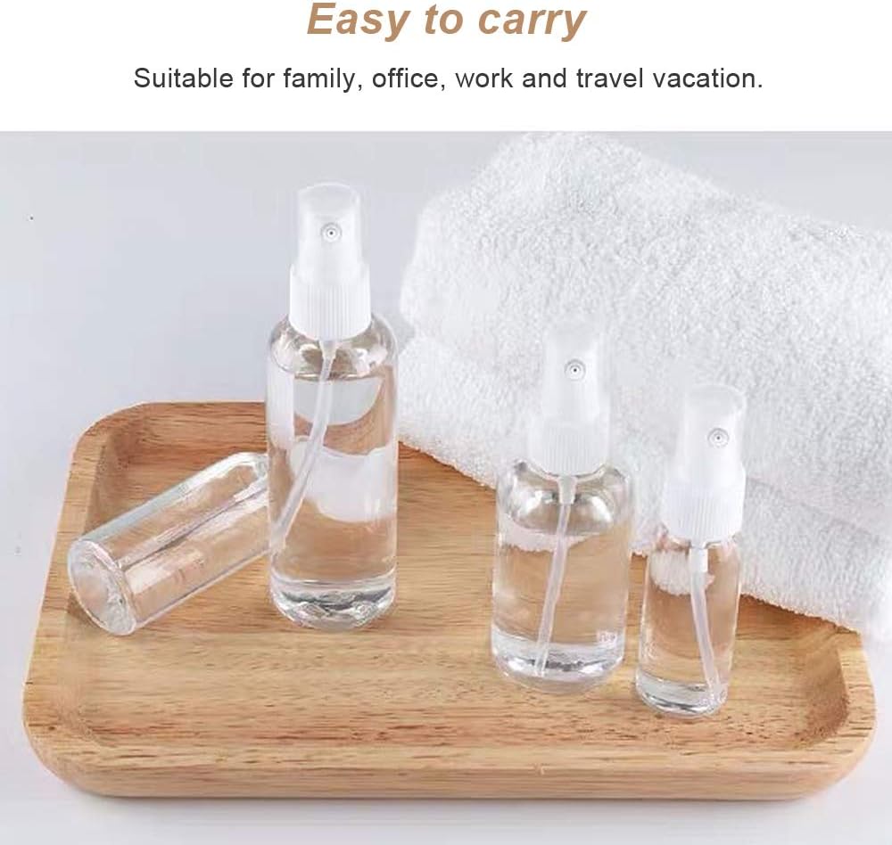 4-Piece Portable PET Plastic Spray Bottles for Essential Oils, Perfumes, & Travel Convenience