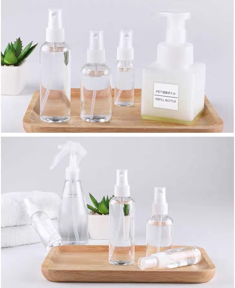 4-Piece Portable PET Plastic Spray Bottles for Essential Oils, Perfumes, & Travel Convenience