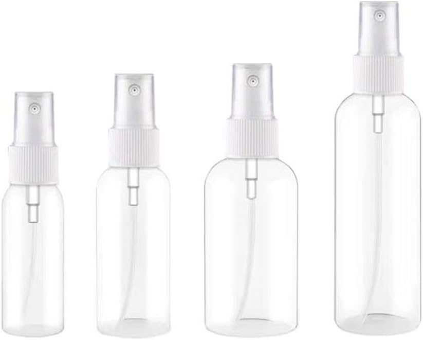 4-Piece Portable PET Plastic Spray Bottles for Essential Oils, Perfumes, & Travel Convenience