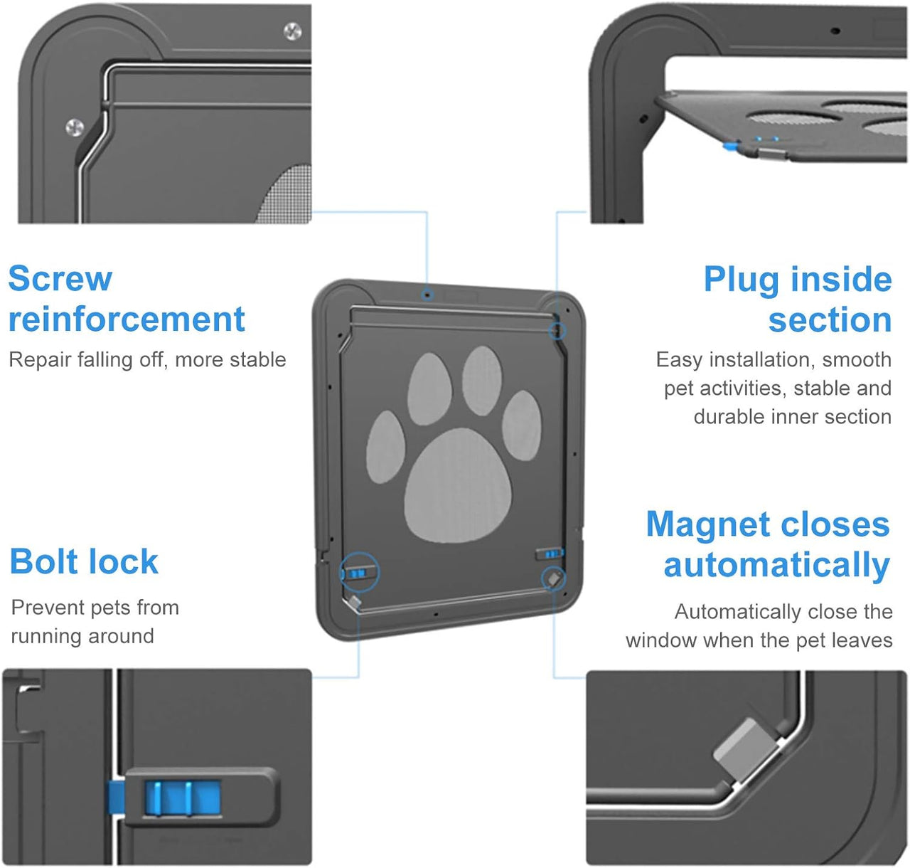 Pet Screen Door Sliding Screen Dogs Door with Magnetic Flap Lock Automatically for Medium Large Dogs