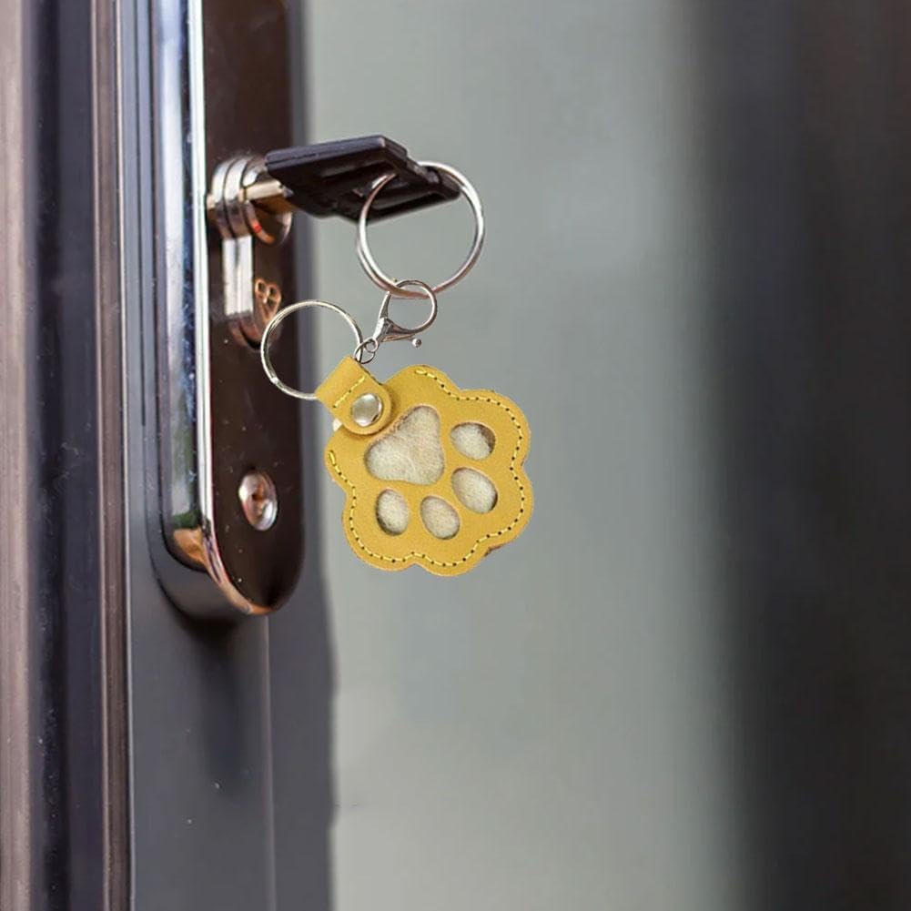 3 Pcs Dog Fur Storage Keychain - Cat Paw Shaped Keychain Pet Hair Keepsake Keyring, Handmade Key Holder for Collecting Cat and Dog Hair, Pet Memorial Gift