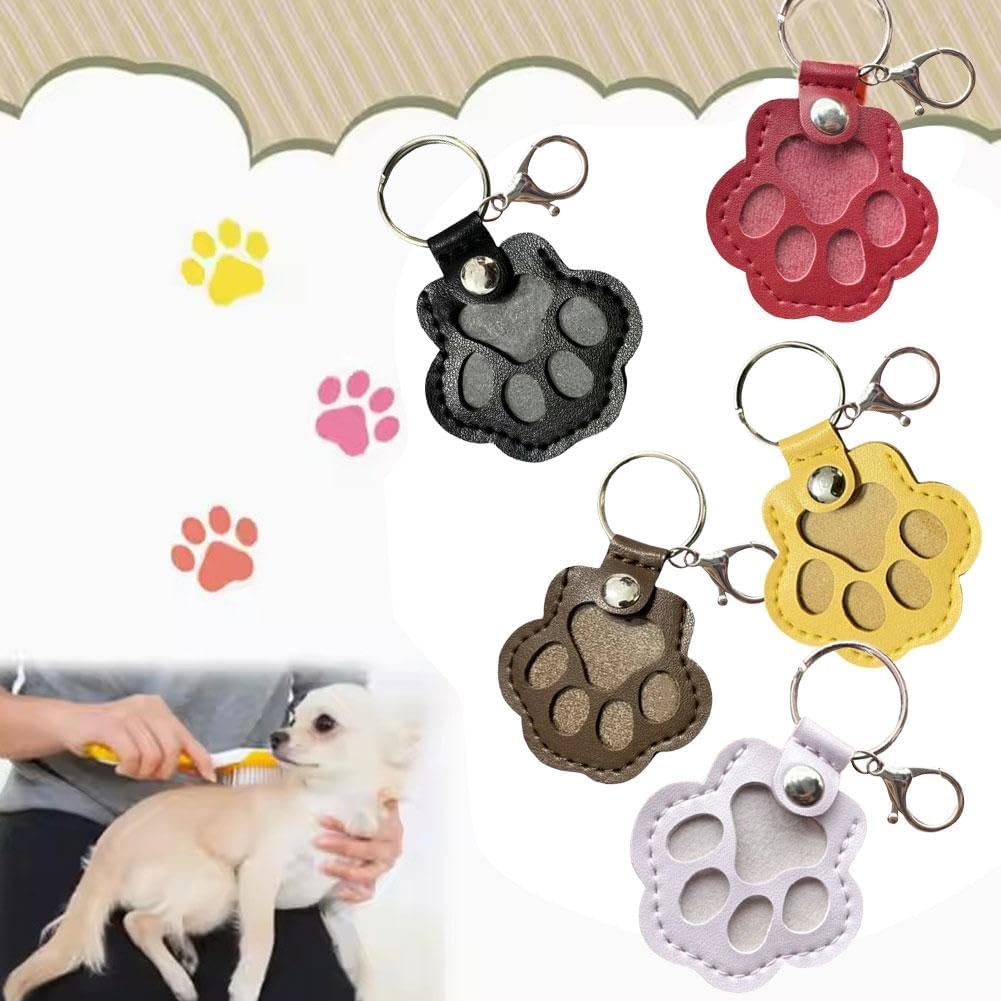 3 Pcs Dog Fur Storage Keychain - Cat Paw Shaped Keychain Pet Hair Keepsake Keyring, Handmade Key Holder for Collecting Cat and Dog Hair, Pet Memorial Gift