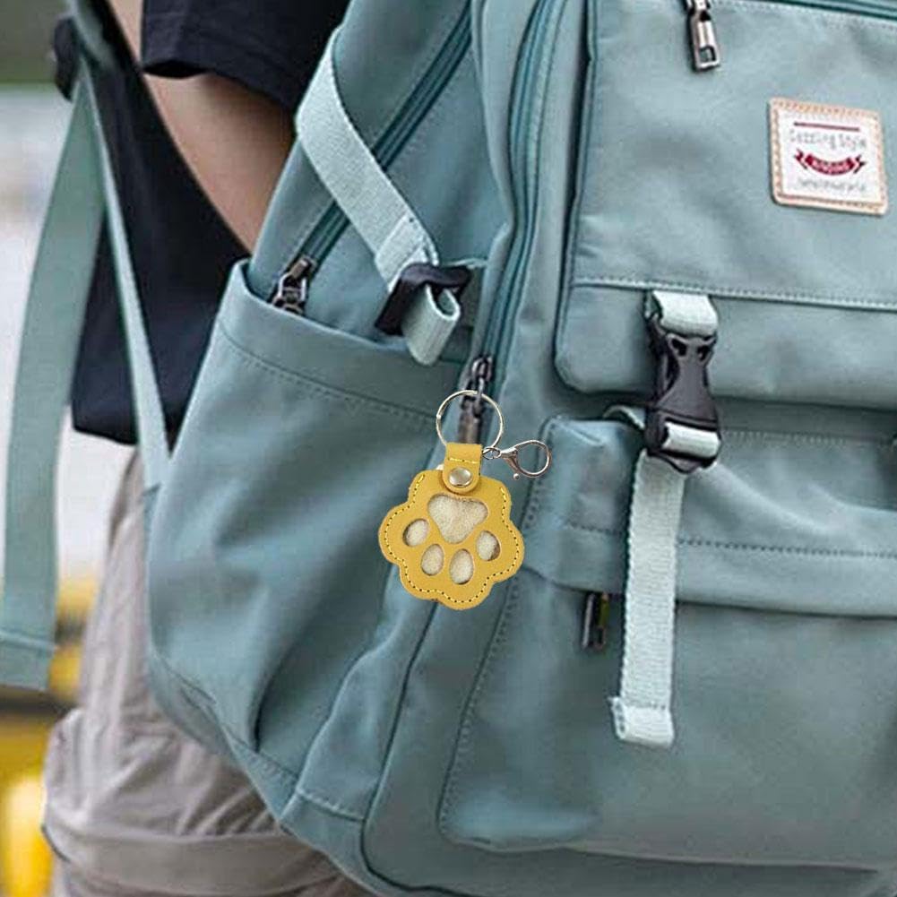 3 Pcs Dog Fur Storage Keychain - Cat Paw Shaped Keychain Pet Hair Keepsake Keyring, Handmade Key Holder for Collecting Cat and Dog Hair, Pet Memorial Gift