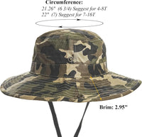 Thumbnail for Boys Camo Sun-Bucket-Hat Summer Outdoor Safari Fishing-Hat Boonie-Cap for Big Kids 2-14Yrs