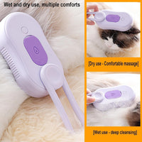 Thumbnail for Puffease Spritz Defur Comb for Cats Dogs, Steam Pet Brush with Spray Function, Spray Defur Comb for Pet Bathing, Shedding & Grooming (Purple)