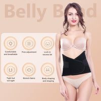 Thumbnail for Elastic Postpartum Belly Wrap, Breathable Abdominal Binder, Skin Friendly Post Partum Belly Band, Body Slimming C Section Postpartum Belly Wrap (Black, XX-Large)