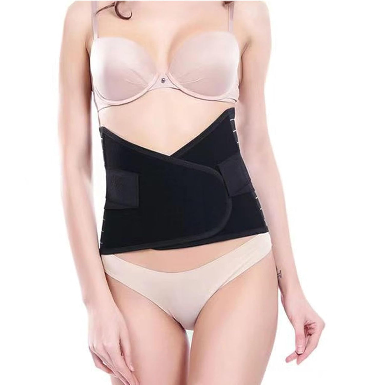 Elastic Postpartum Belly Wrap, Breathable Abdominal Binder, Skin Friendly Post Partum Belly Band, Body Slimming C Section Postpartum Belly Wrap (Black, XX-Large)