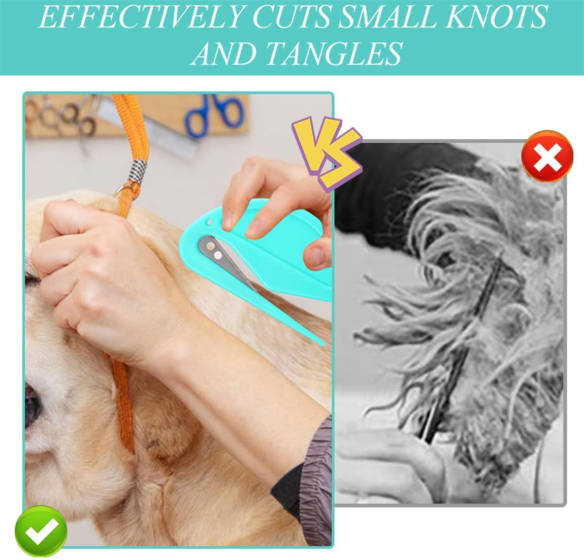 Knotting Comb 6Pcs Pet Hair Remover Knot Combs Letter Opener Mail Envelope Wrapping Paper Cutter with Safe Plastic Handle for Cats Dogs Letters